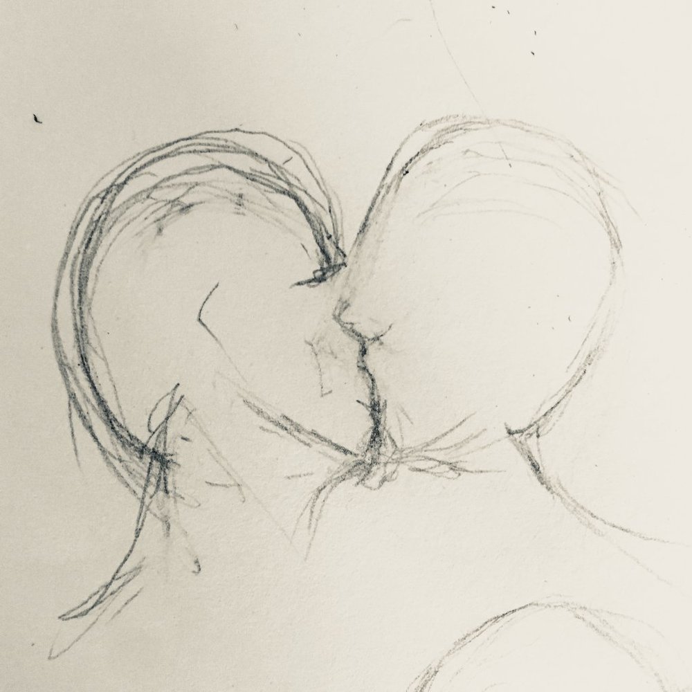 Hand Drawn Figures Couple, Signed by Artist